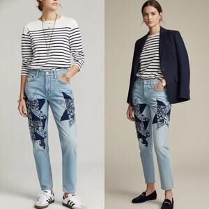 NEW Polo Ralph Lauren The Avery Boyfriend Kipton Wash Patchwork Star Print Jean